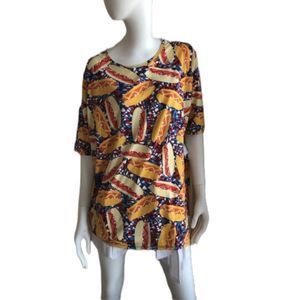 LULAROE Hi-Low Patriotic American Hotdog Cookout 4th‎ of July "Irma" Shirt XS